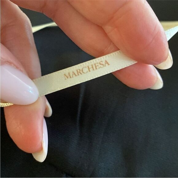 Marchesa Notte Elegant Black One-Shoulder bow detailed miniDress, US4 - Picture 12 of 12